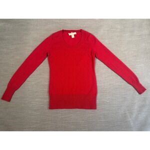 Banana Republic Women Wool Cashmere Scoop Neck Sweater XS Saucy Red 234959-03
